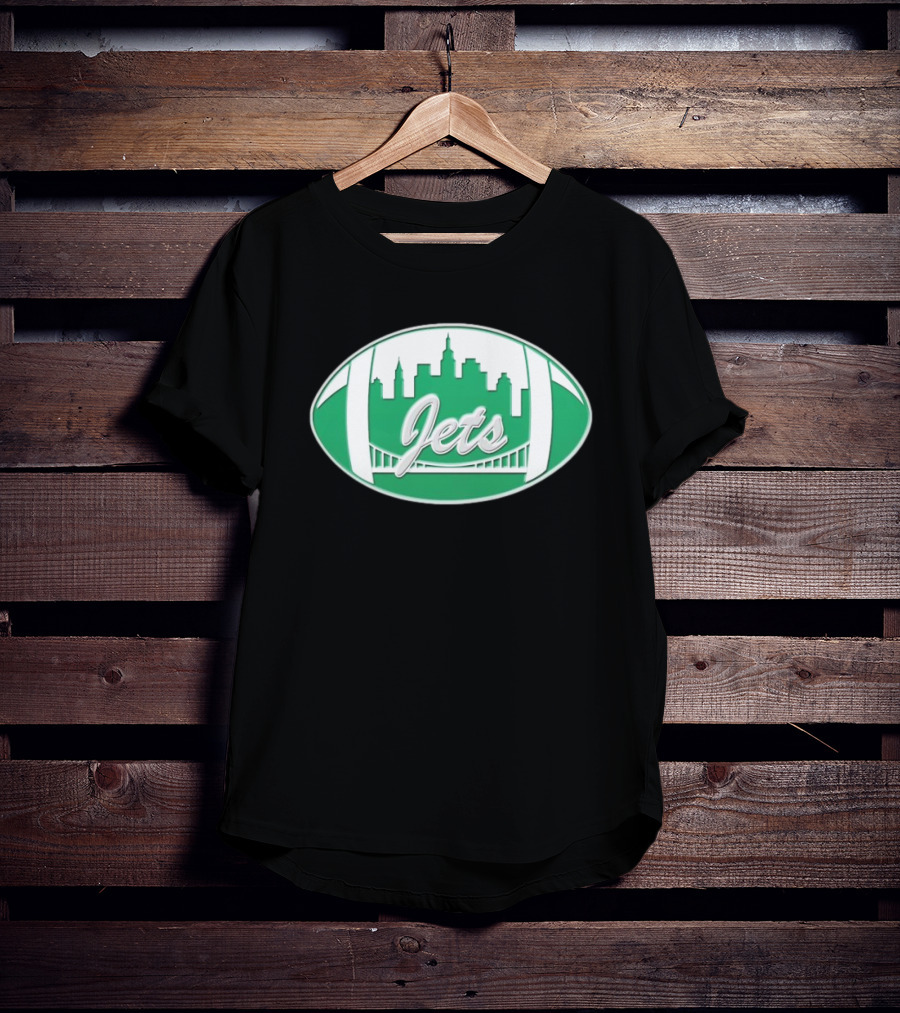 New York Jets Mets Skyline Green Football Bridge Logo NFL MLB Mashup T-Shirt