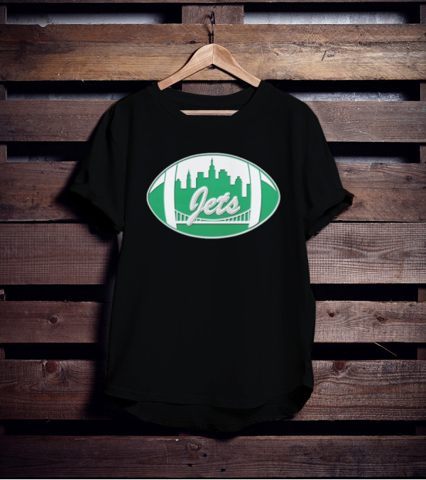 New York Jets Mets Skyline Green Football Bridge Logo NFL MLB Mashup T-Shirt