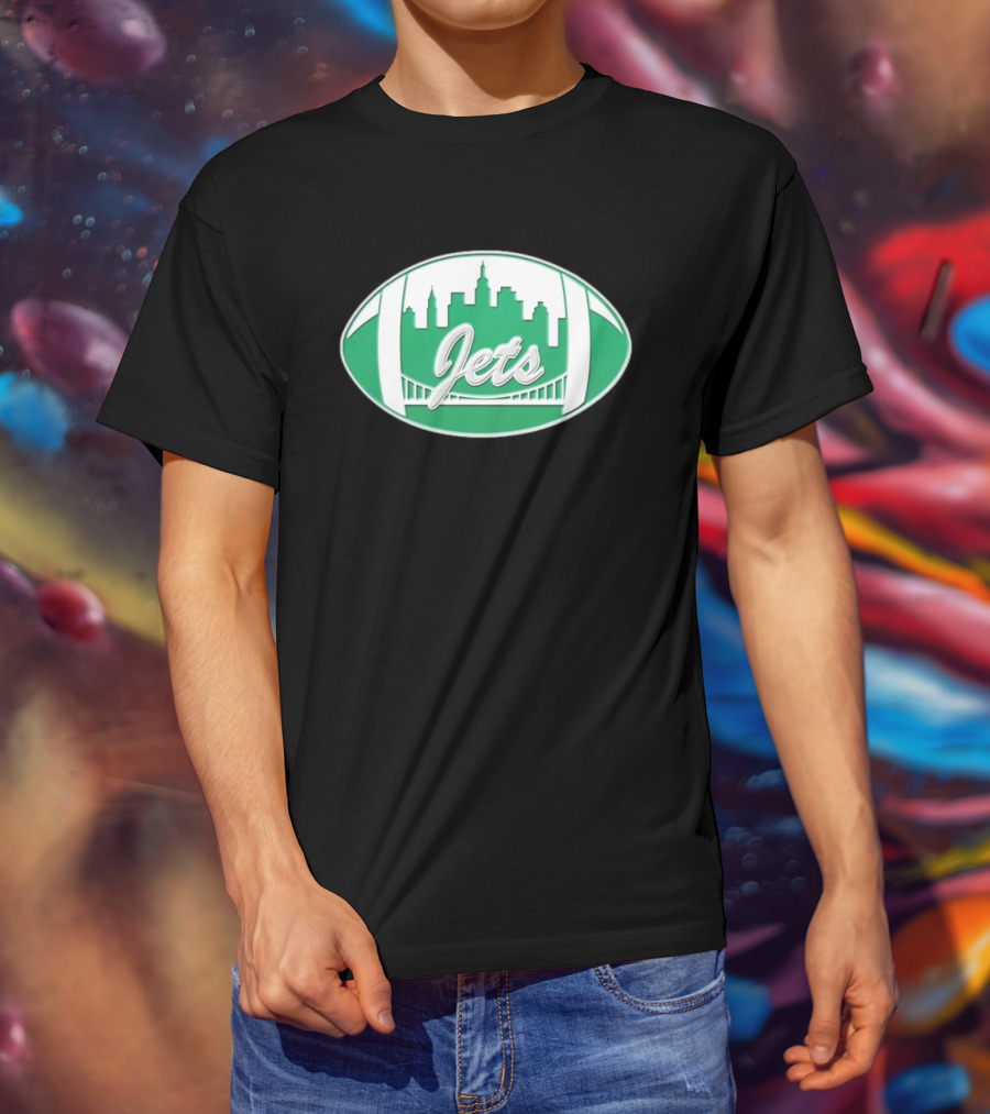 New York Jets Mets Skyline Green Football Bridge Logo NFL MLB Mashup T-Shirt