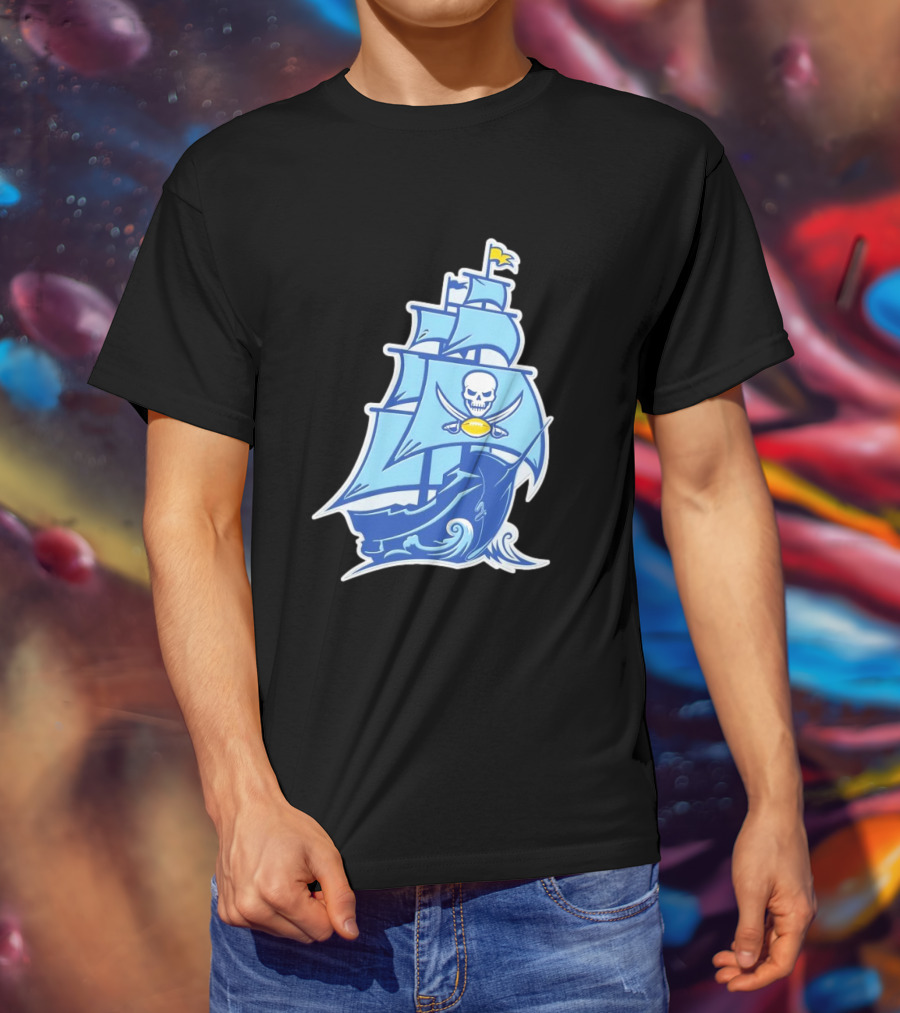 Tampa Bay Buccaneers Rays Ship Skull NFL MLB Mashup T-Shirt