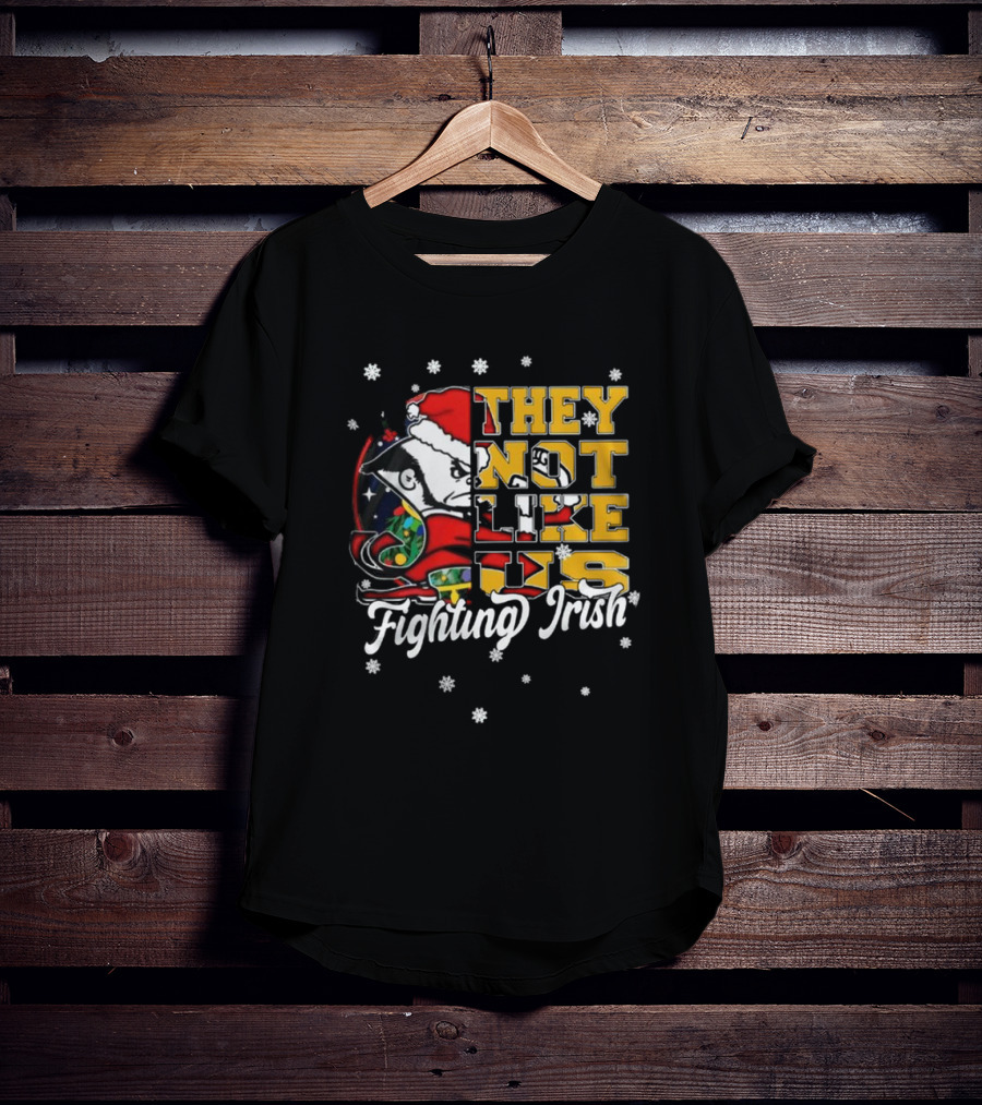 Notre Dame Fighting Irish They Not Like Us Christmas Mascot T-Shirt