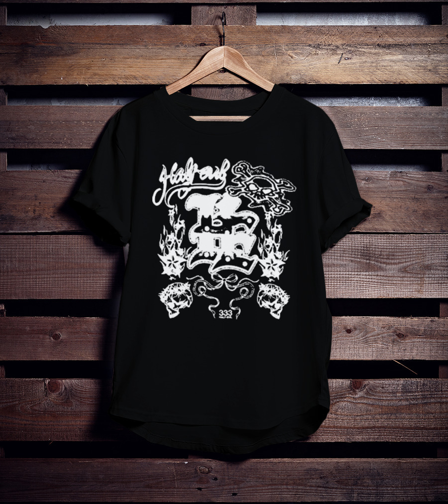 Half Evil 333 Skull Flames Collage T-Shirt