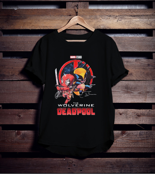 Marvel Studios Baby Deadpool And Wolverine Hugh Jackman And Ryan Reynolds Signatures T-Shirt