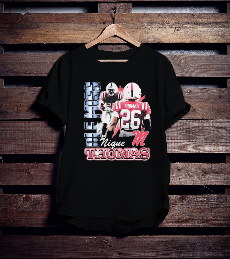Ole Miss Rebels Domonique Nique Thomas 26 Football 90s T-Shirt