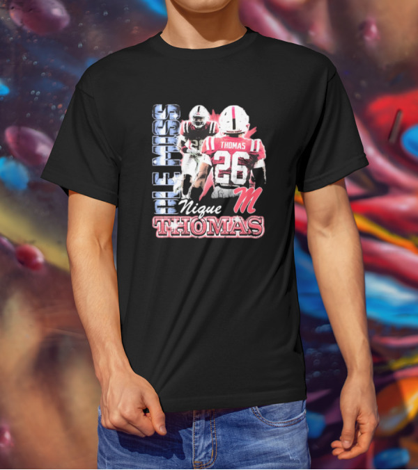Ole Miss Rebels Domonique Nique Thomas 26 Football 90s T-Shirt