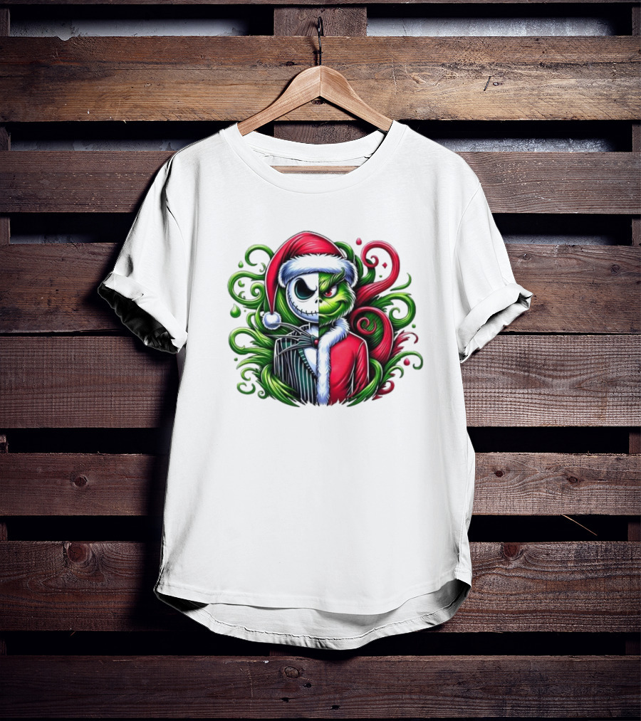 Jack Skellington Grinch Split Face Christmas T-Shirt