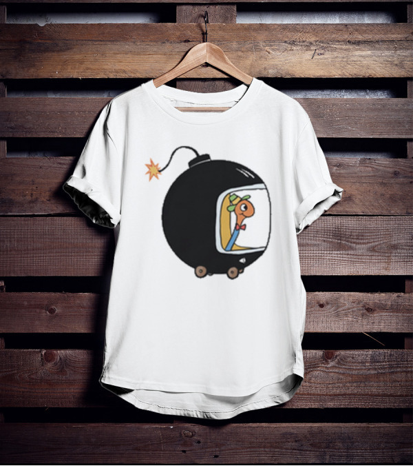 Lowly Car Bomb Cartoon Worm Inside By K. Thor Jensen T-Shirt