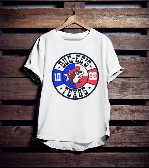 Buc-Ee's Texas 1982 Logo With Beaver Mascot And Lone Star Flag T-Shirt