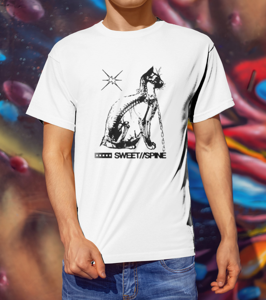SWEET//SPINE Cat With Starburst And Chain Detail T-Shirt