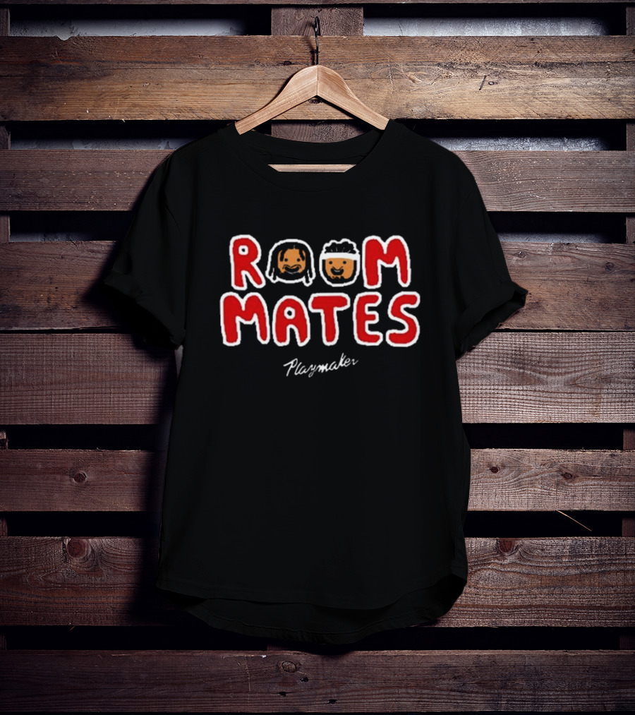 Roommates Playmaker Lettering With Cartoon Faces T-Shirt