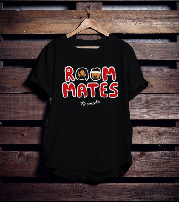 Roommates Playmaker Lettering With Cartoon Faces T-Shirt
