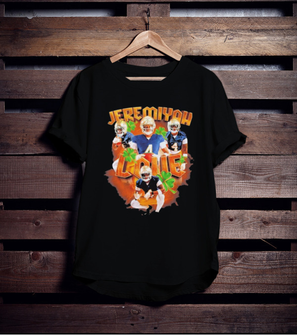Jeremiyah Love Notre Dame Fighting Irish Football Player Clovers T-Shirt