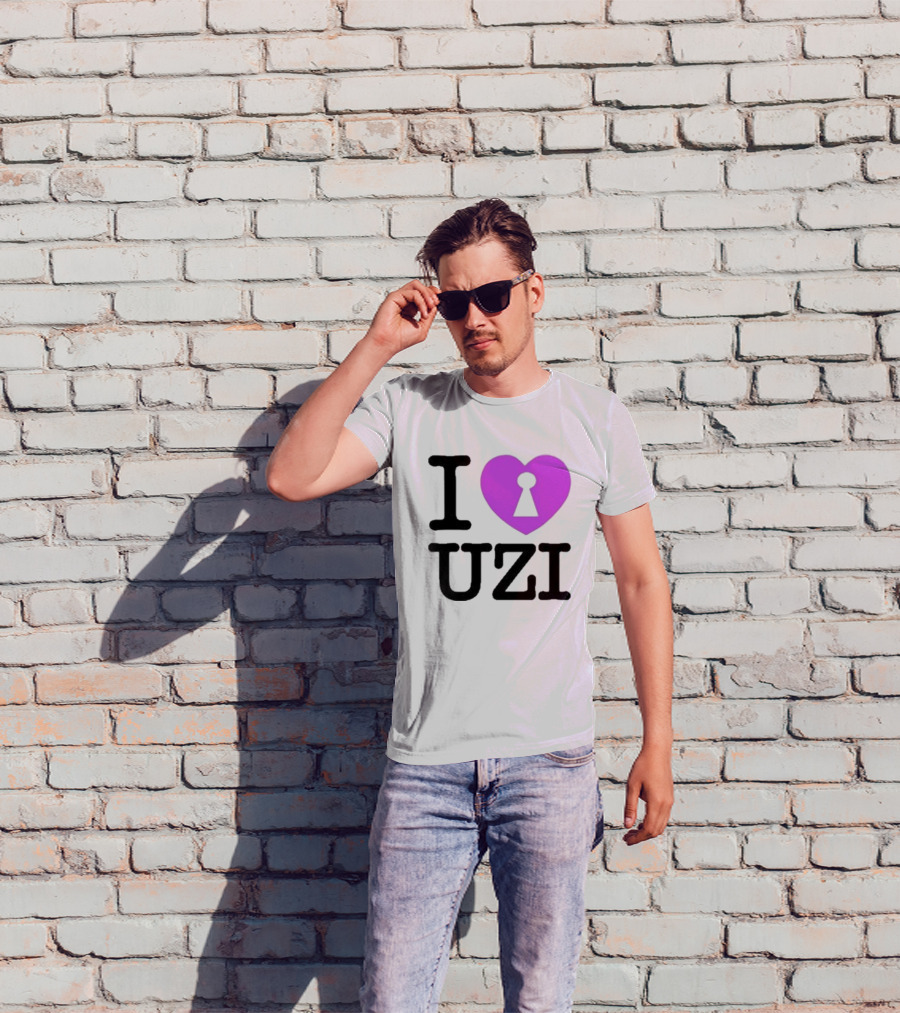 I Love Heart Keyhole Uzi T-Shirt