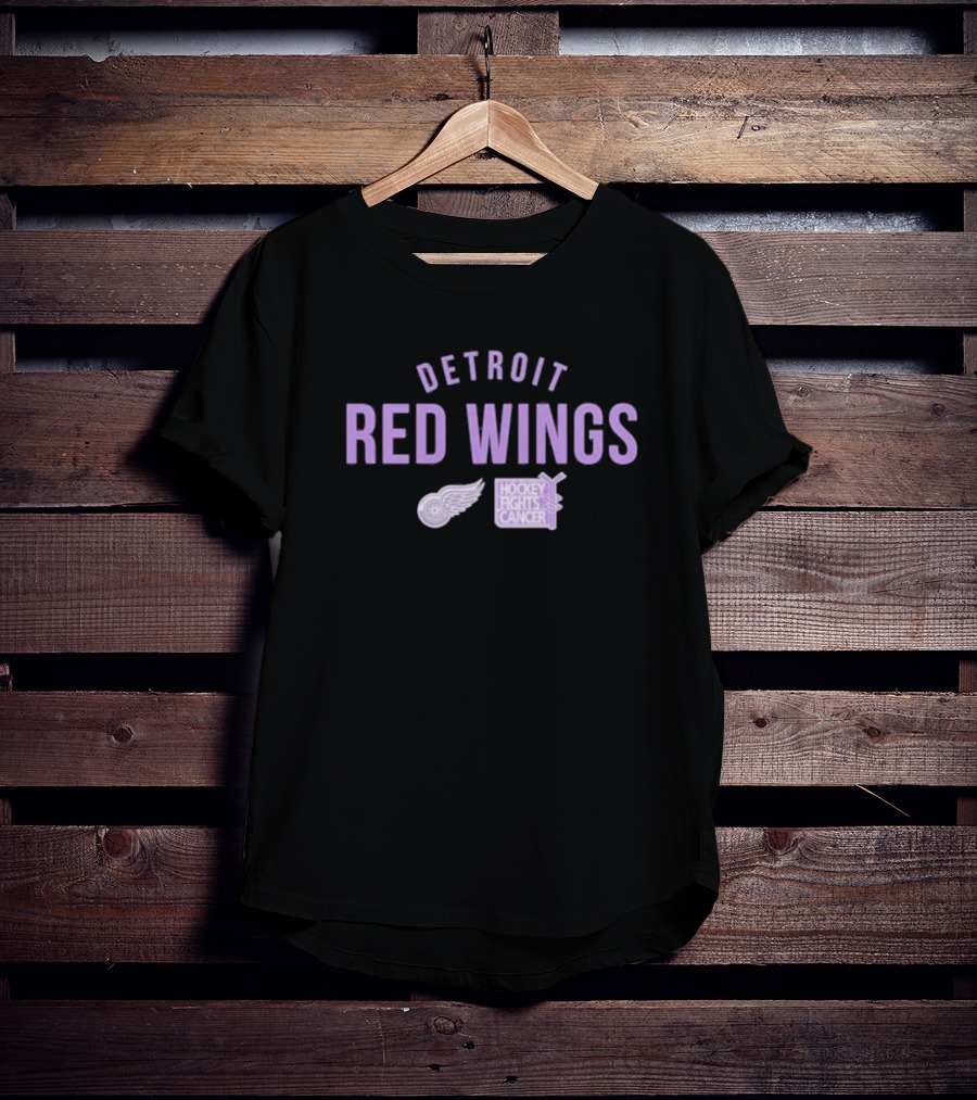 Detroit Red Wings Hockey Fights Cancer T-Shirt