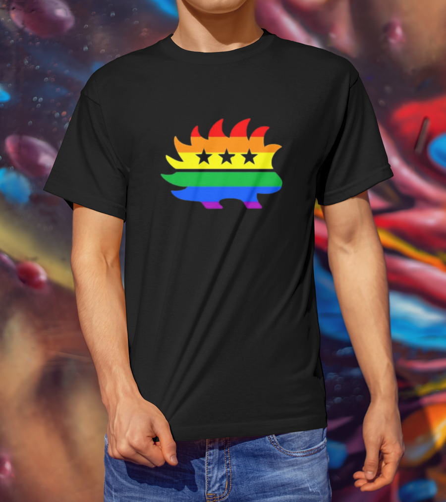 Dr. Simon Goddek Libertarian Porcupine Rainbow Flag Stars T-Shirt