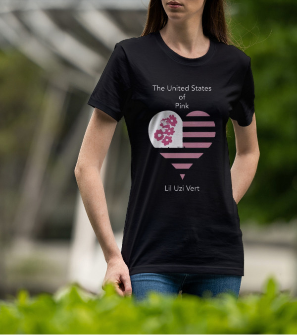 Lil Uzi Vert Heart Pink Stripes Flowers United States Of Pink T-Shirt