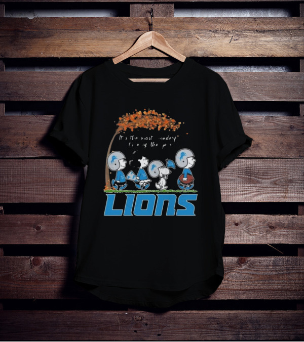 Peanuts Characters It's The Most Wonderful Time Of The Year Detroit Lions T-Shirt