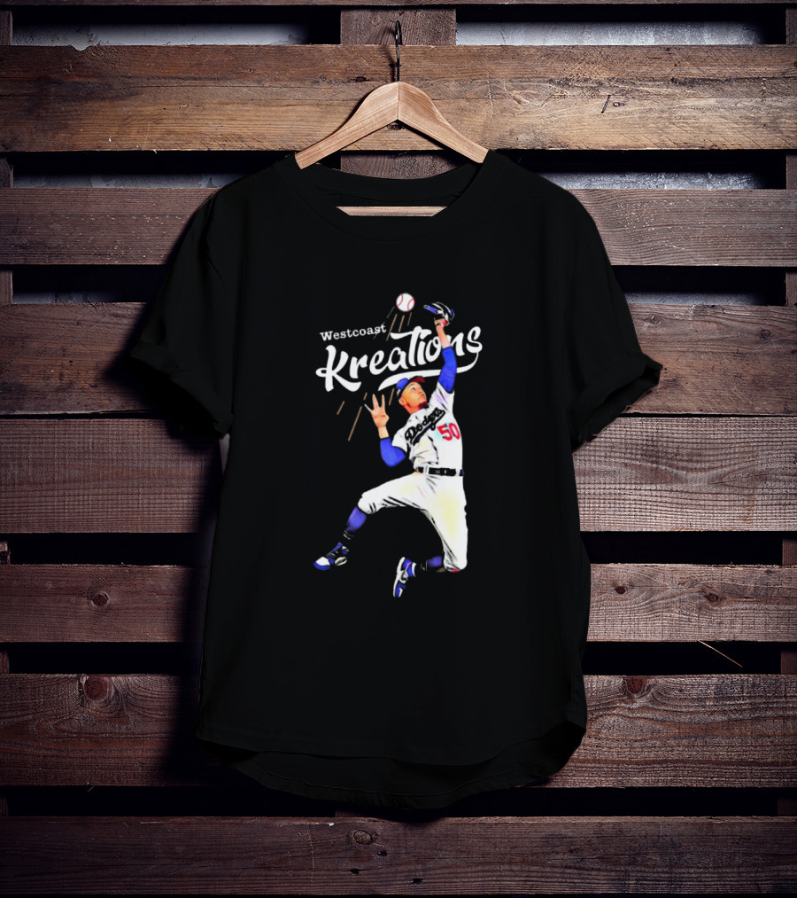 Mookie Betts Los Angeles Dodgers Westcoast Kreations Catching Action T-Shirt
