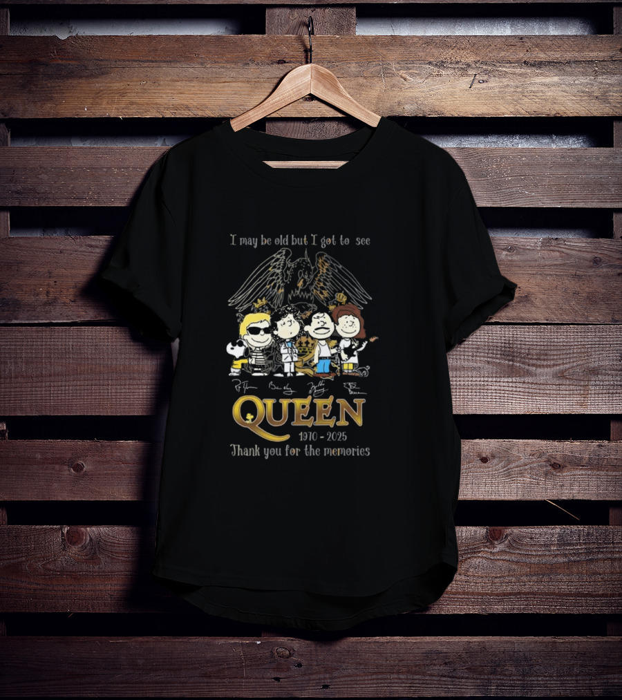 Peanuts Characters Queen 1970-2025 Thank You For The Memories Signatures T-Shirt