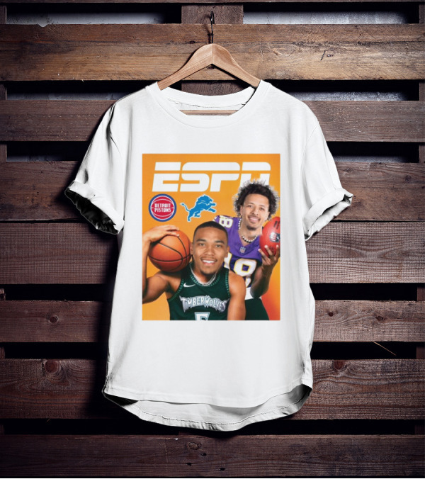 Cade Cunningham Amon Ra St. Brown ESPN Detroit Pistons Lions Timberwolves T-Shirt