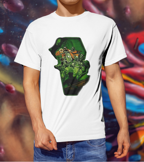 You Only Die 1nce SS Freddie Gibbs Zombie Battle Green Scene T-Shirt