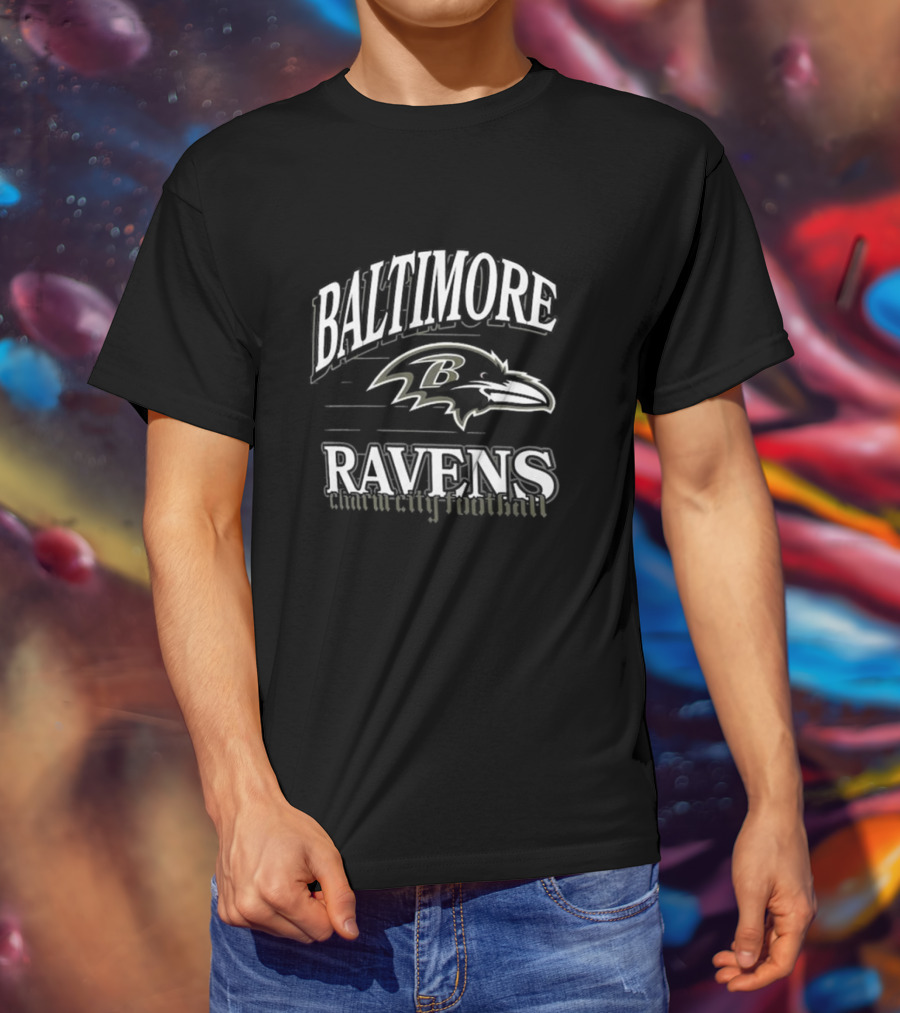Baltimore Ravens Charm City Football Retro Gridiron T-Shirt
