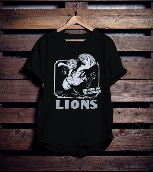 Detroit Lions NFL Vulture Football Thankful For Touchdowns T-Shirt
