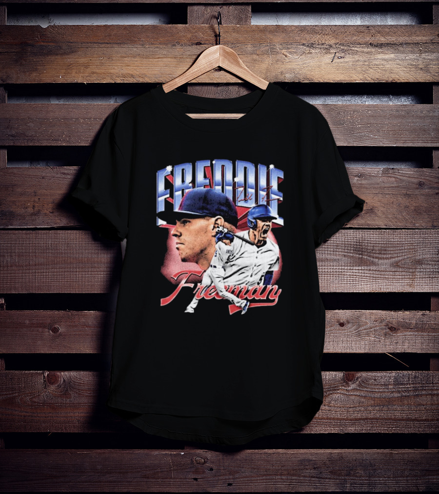Freddie Freeman Los Angeles Dodgers Vintage Collage MLB Signature T-Shirt