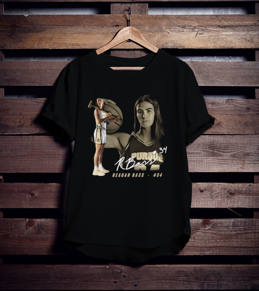Reagan Bass #34 Purdue Boilermakers R. Bass Signature T-Shirt