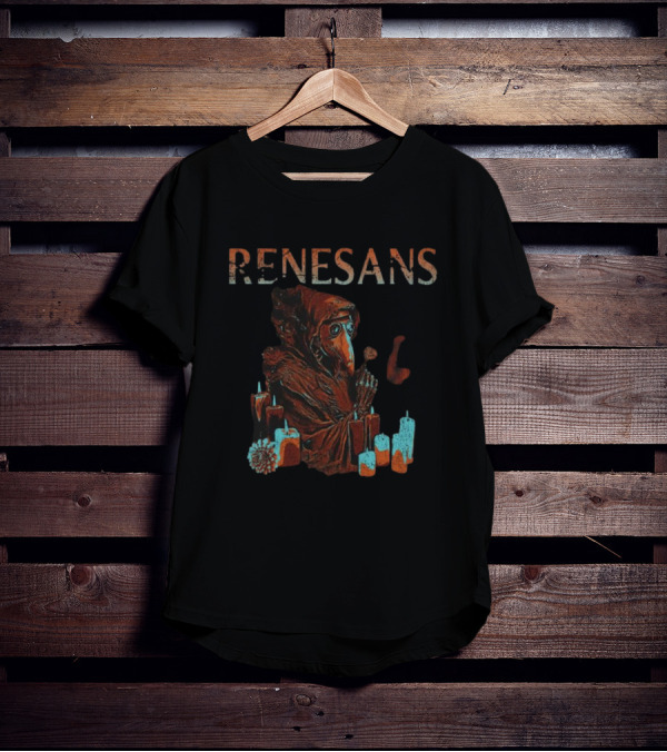 Renesans Plague Doctor Surrounded By Candles T-Shirt