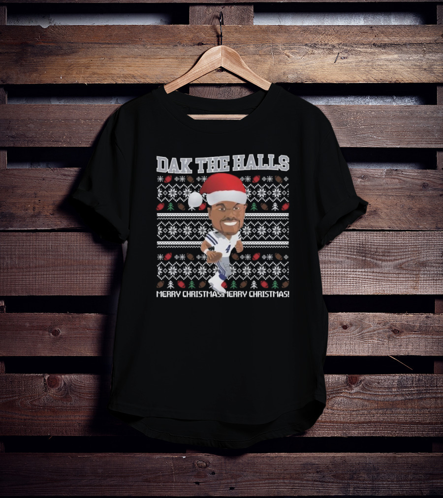 Dallas Cowboy Dak The Halls Merry Christmas Ugly Sweater T-Shirt
