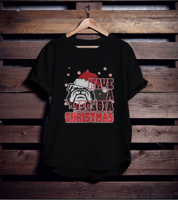 Have A Georgia Christmas Bulldogs Santa Hat Snowflakes T-Shirt