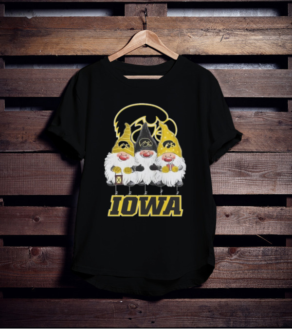 Iowa Hawkeyes Gnomes Merry Christmas T-Shirt