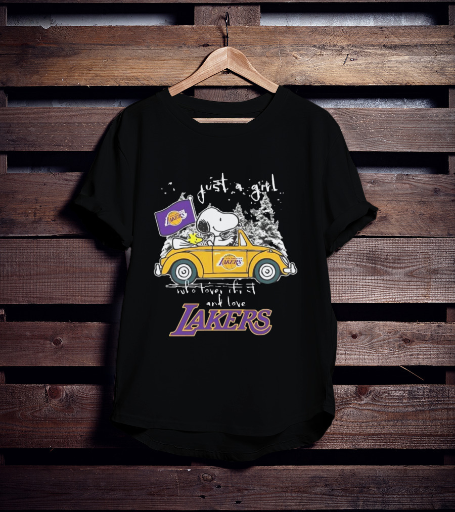 Snoopy And Woodstock Just A Girl Who Loves Christmas And Los Angeles Lakers NBA T-Shirt