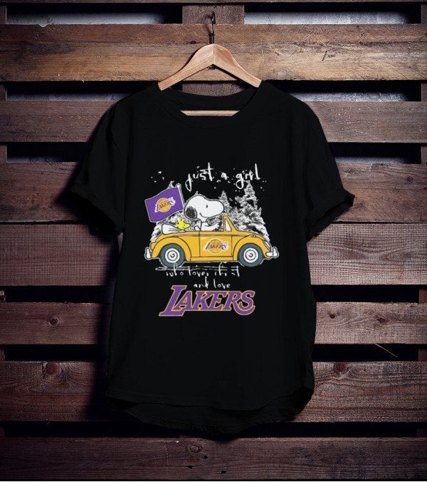 Snoopy And Woodstock Just A Girl Who Loves Christmas And Los Angeles Lakers NBA T-Shirt