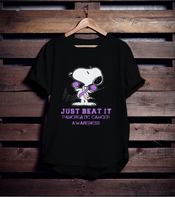 Snoopy Just Beat It Pancreatic Cancer Awareness T-Shirt