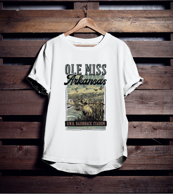 Ole Miss Versus Arkansas D.W.R. Razorback Stadium Fayetteville Game Day T-Shirt