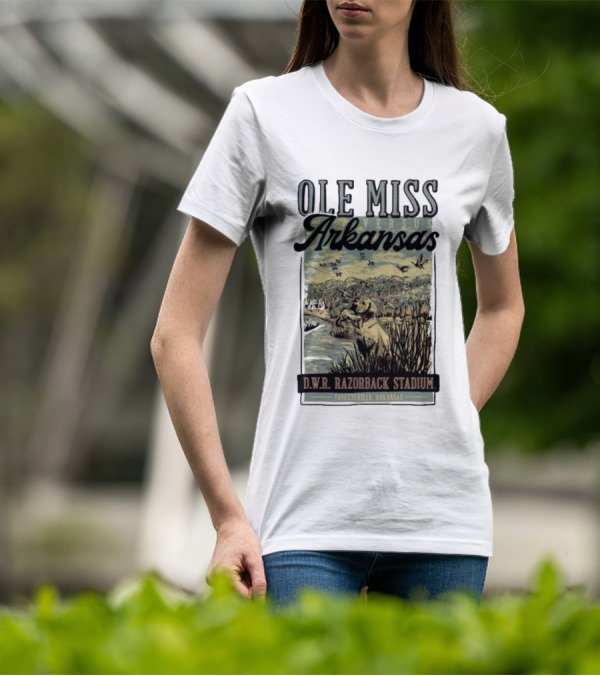 Ole Miss Versus Arkansas D.W.R. Razorback Stadium Fayetteville Game Day T-Shirt