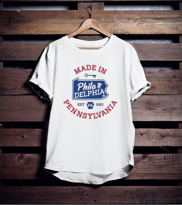 Made In Philadelphia Pennsylvania Est 1682 Liberty Bell And Keystone State Map T-Shirt