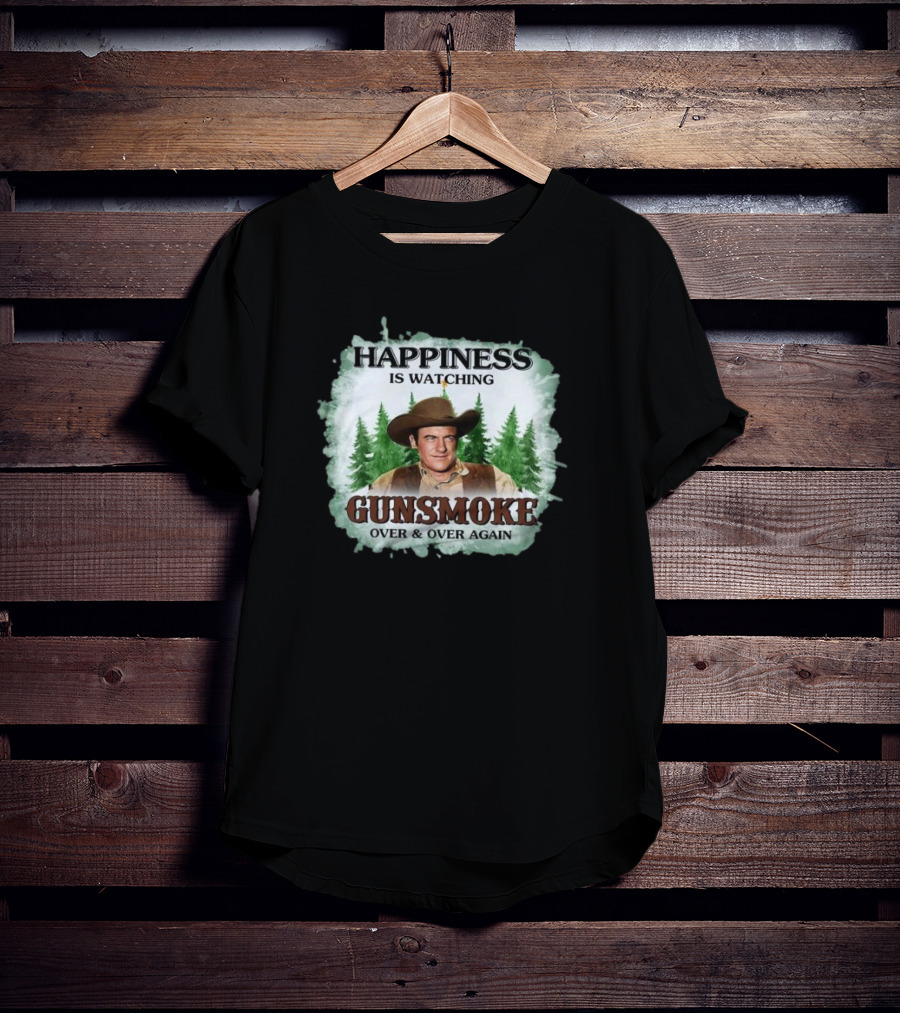 Happiness Is Watching Gunsmoke Over And Over Again Merry Christmas T-Shirt