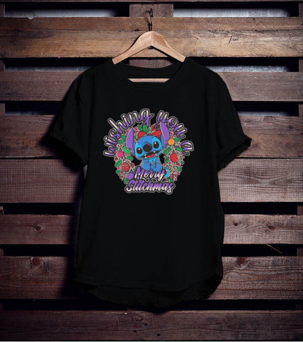 Wishing You A Merry Stitchmas Stitch Holiday Wreath T-Shirt