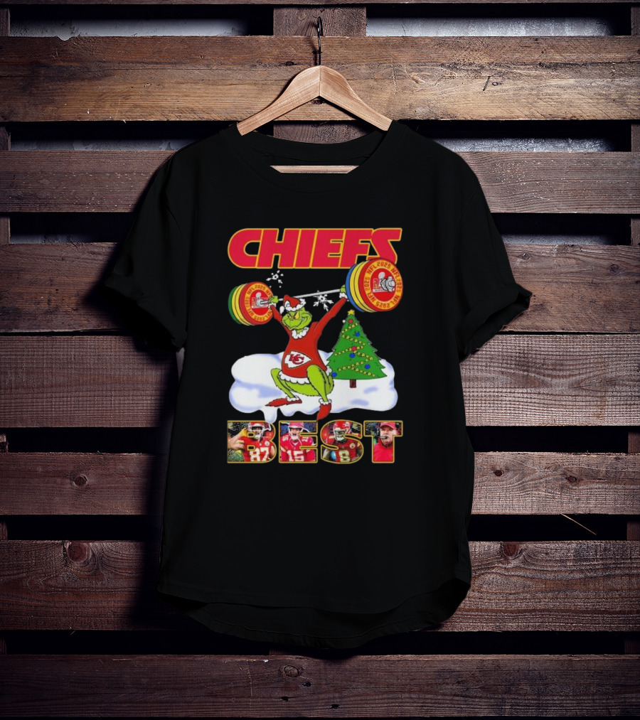 Chiefs Grinch Lifting Weights Christmas Tree NFL 2025 Best T-Shirt