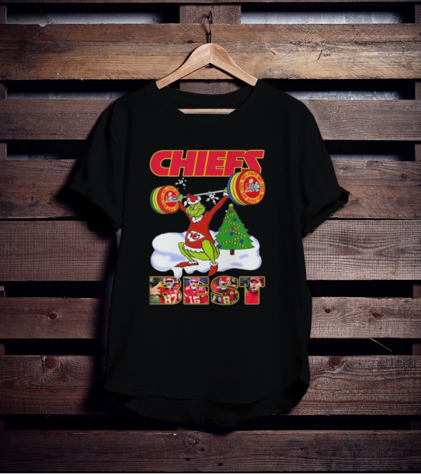 Chiefs Grinch Lifting Weights Christmas Tree NFL 2025 Best T-Shirt