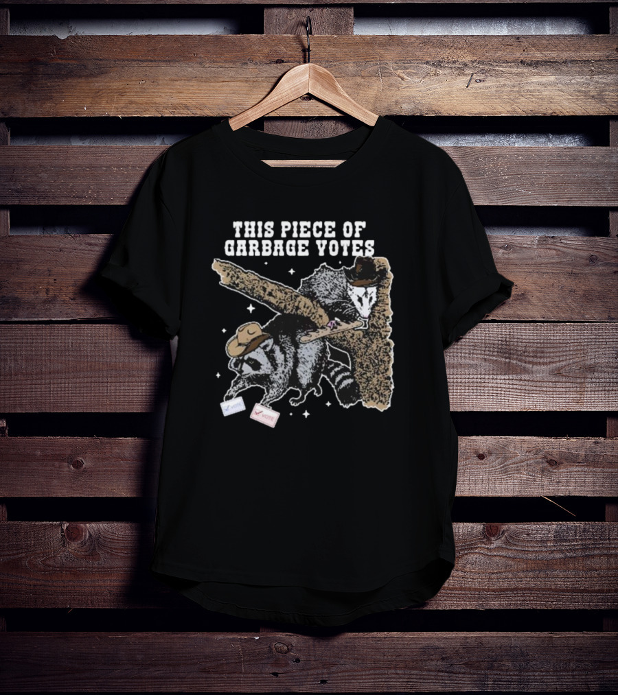 This Piece Of Garbage Votes Funny Political Raccoon With Hats And Voting Cards T-Shirt