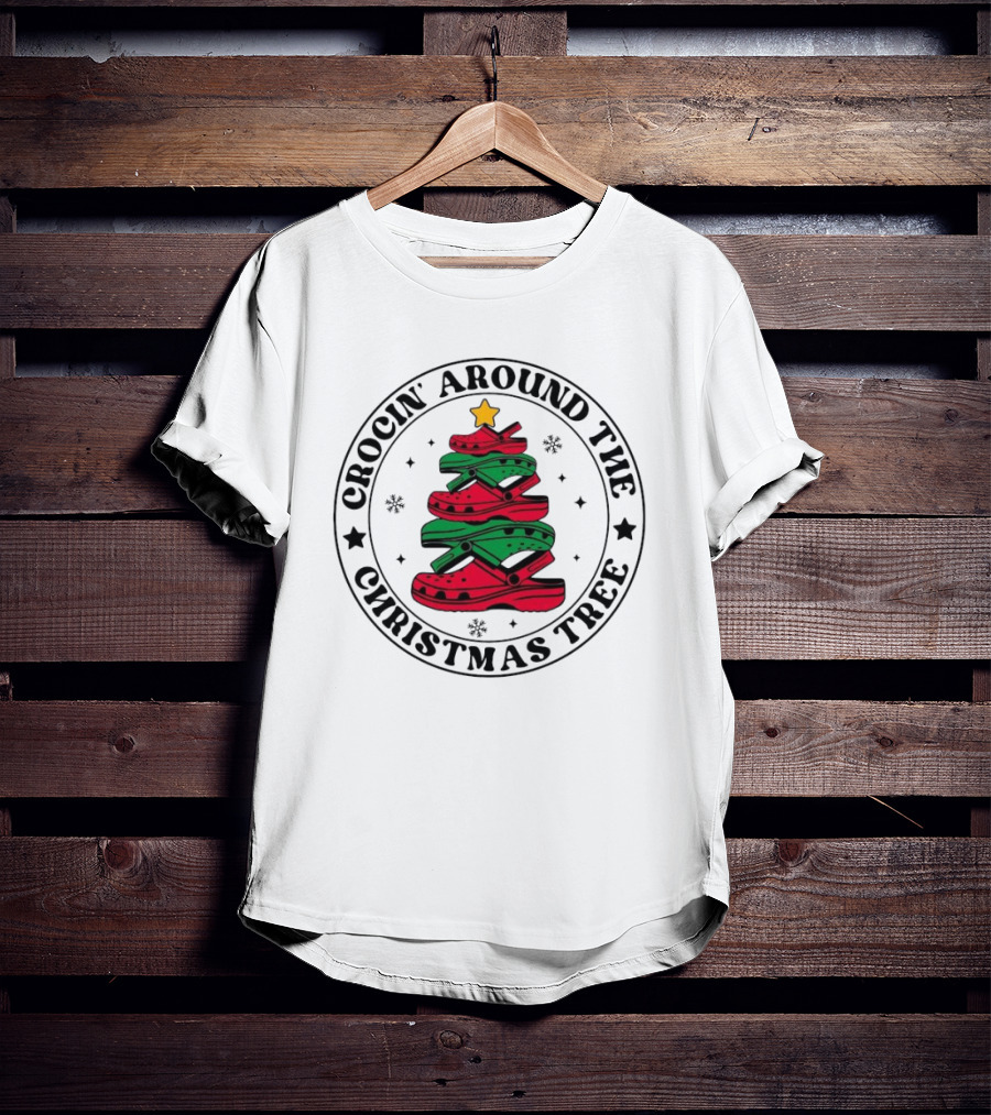 Crocin' Around The Christmas Tree Snowflakes Holiday T-Shirt