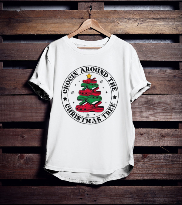Crocin' Around The Christmas Tree Snowflakes Holiday T-Shirt
