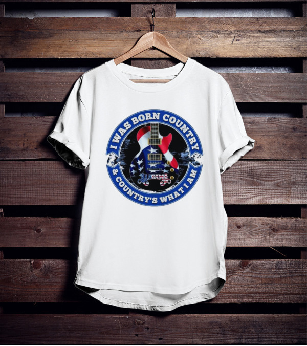 I Was Born Country And Country's What I Am Alabama Guitar USA Flag T-Shirt