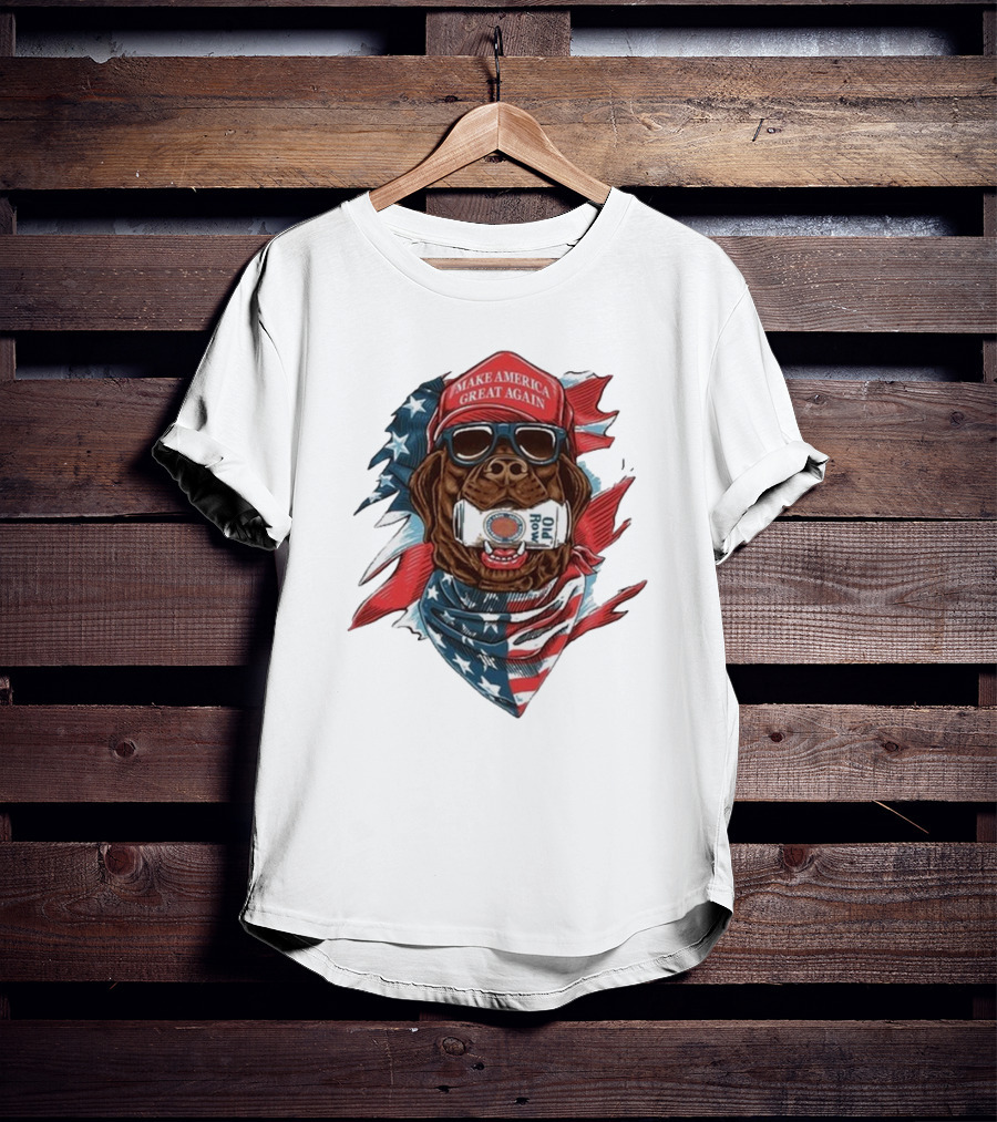 Make America Great Again Dog Old Row American Flag Bandana T-Shirt