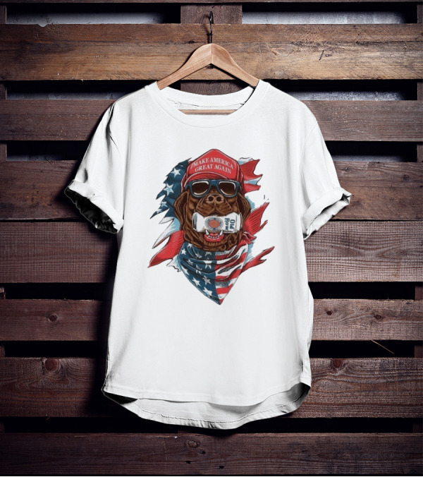 Make America Great Again Dog Old Row American Flag Bandana T-Shirt