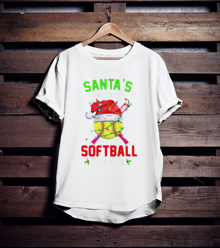 Santa's Favorite Softball Christmas Player T-Shirt